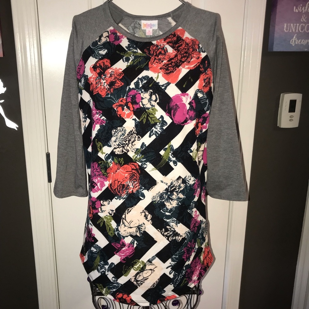 Lularoe Randy Top - Floral Black Sleeves